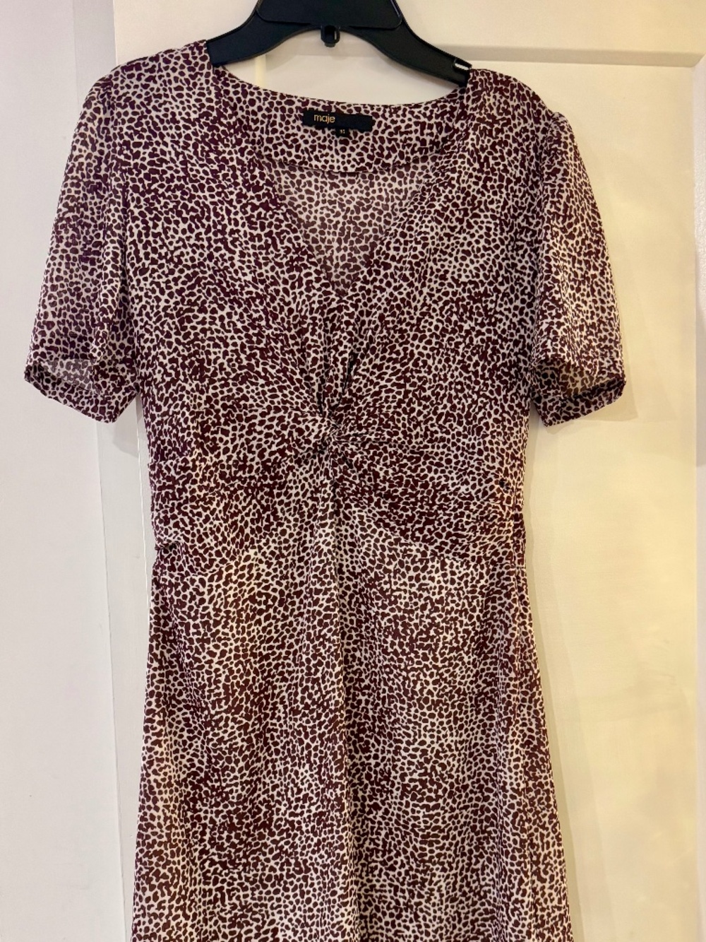 Maje léopard burgundy print short dress size S